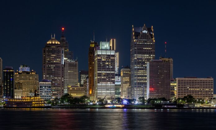 Detroit at night